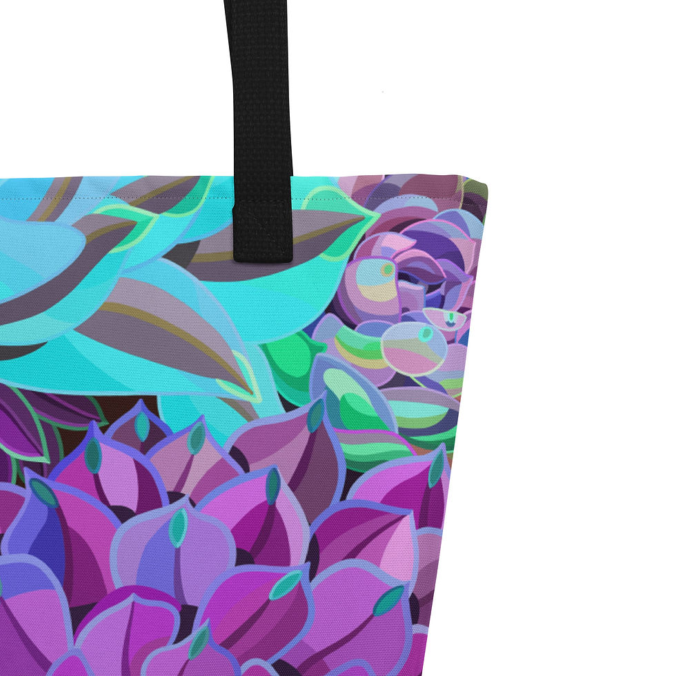 Thumbnail: Succulents Red Purple Tote Bag with Pocket