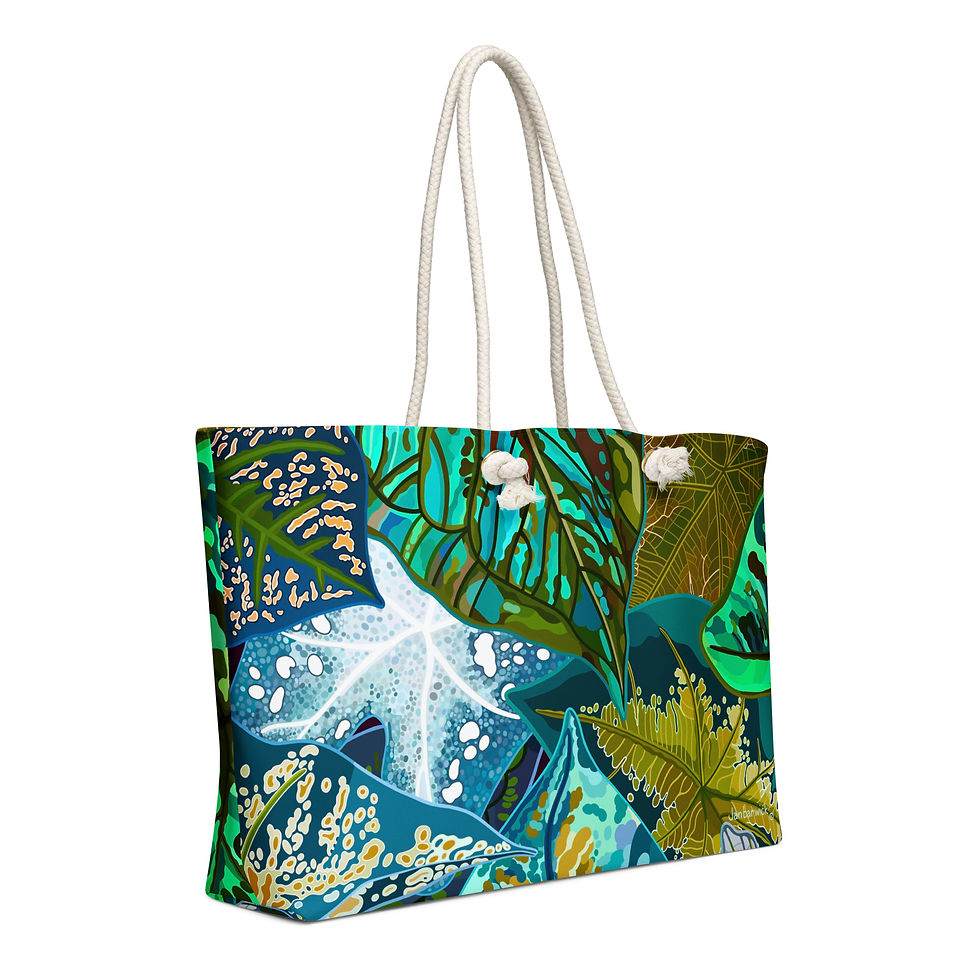 Thumbnail: Caladiums Teal and Olive Weekender Bag