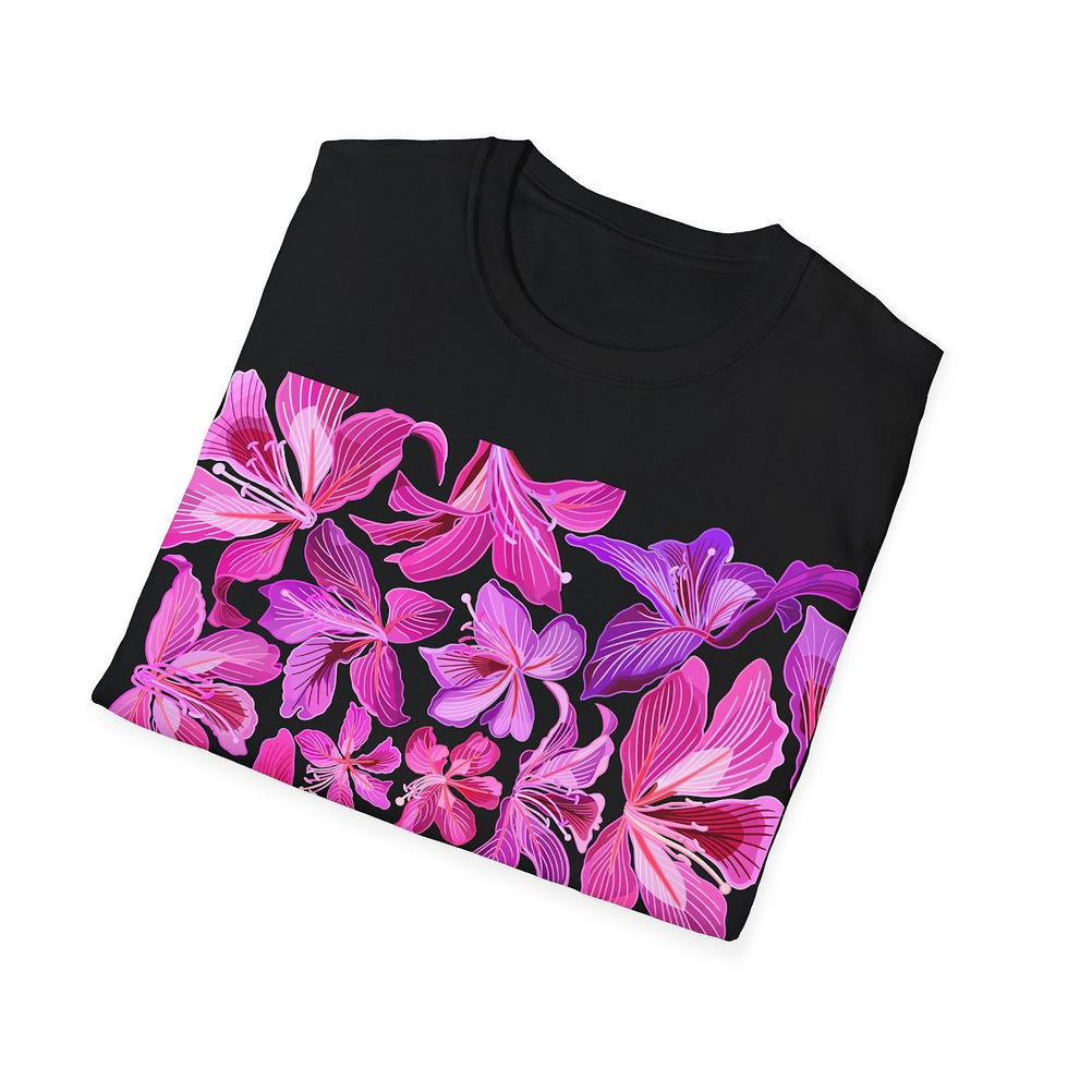 Thumbnail: Bauhinia on Black Unisex Softstyle T-Shirt