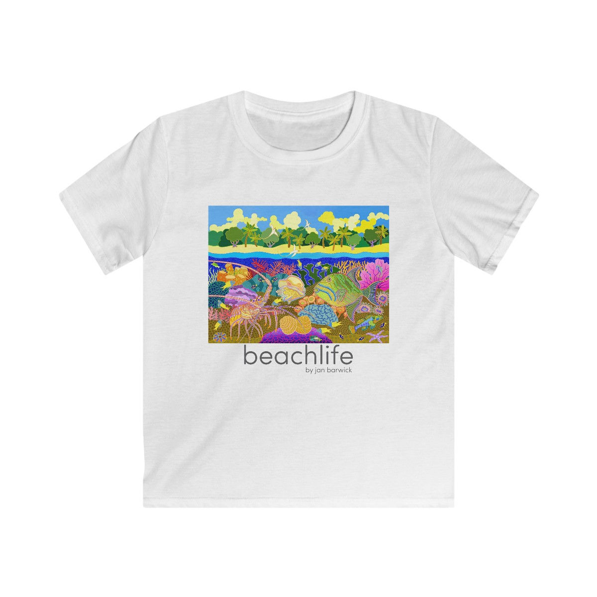 Aquatic Fusion on  Kids White Softstyle Tee