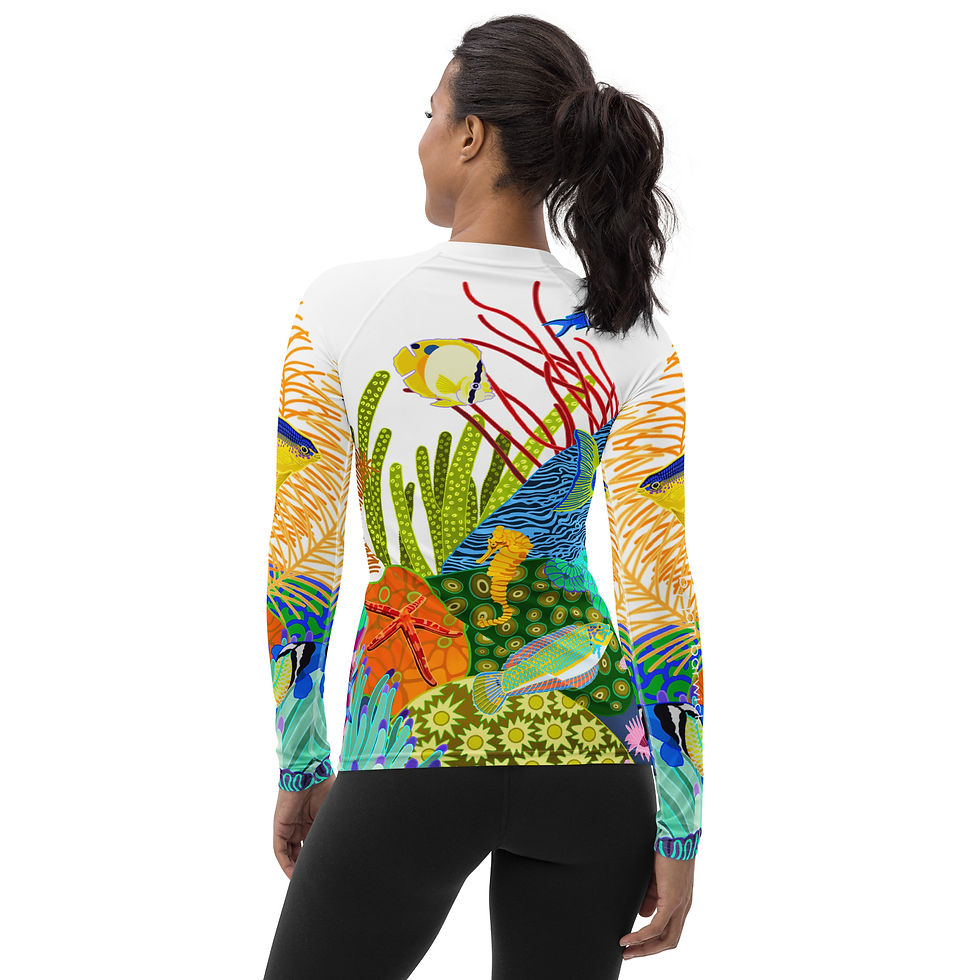 Thumbnail: beachlife reef on White Women's Rash Guard