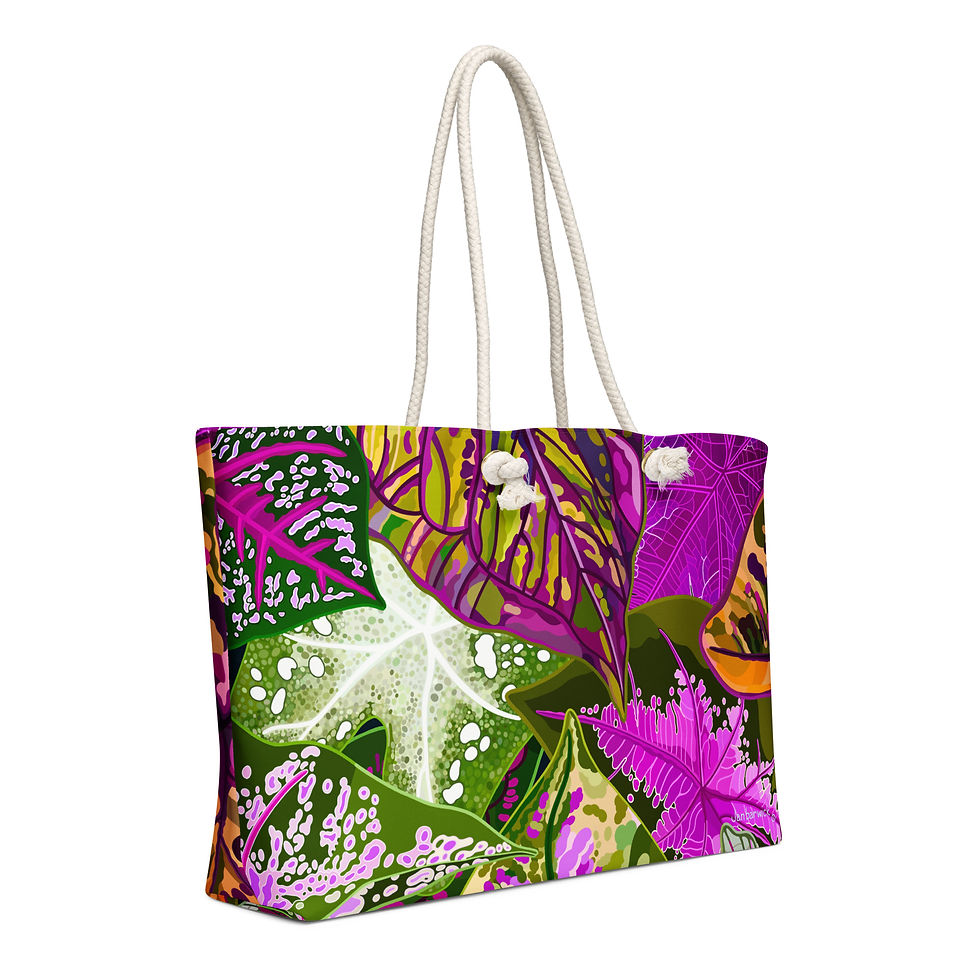 Thumbnail: Caladiums Pink Olive Rust Weekender Bag