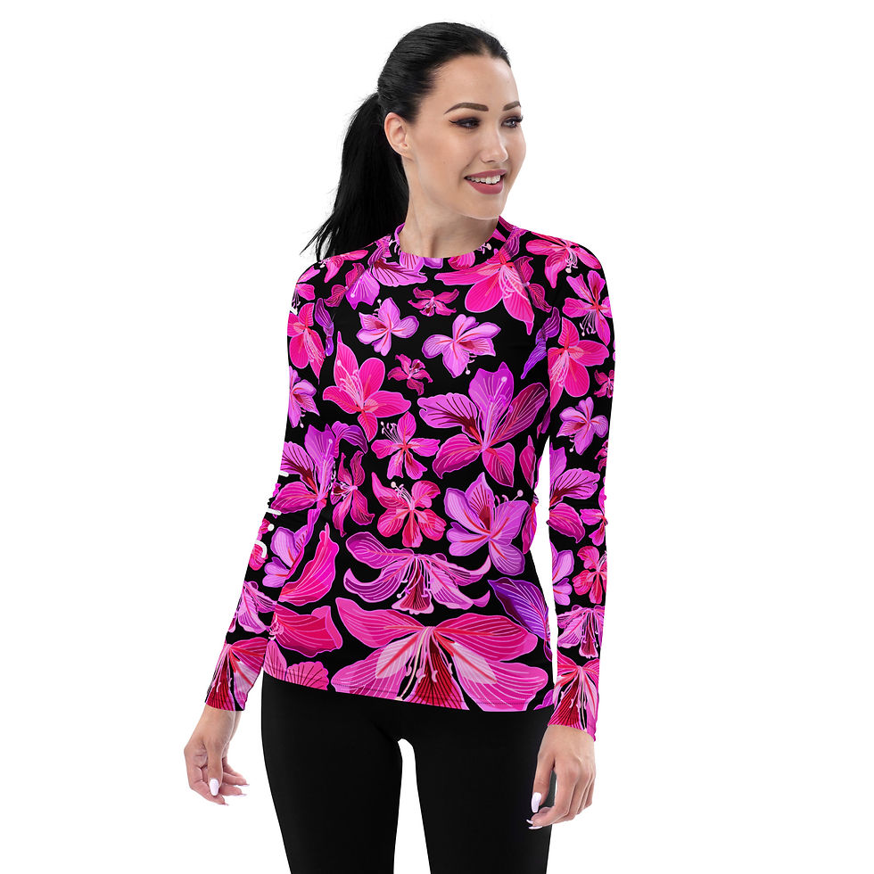 Thumbnail: Bauhinias on Jet Women's Rash Guard