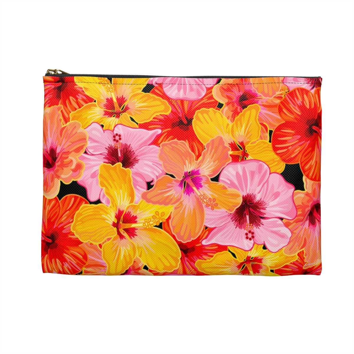 Hibiscus Reds on Jet Accessory Pouch
