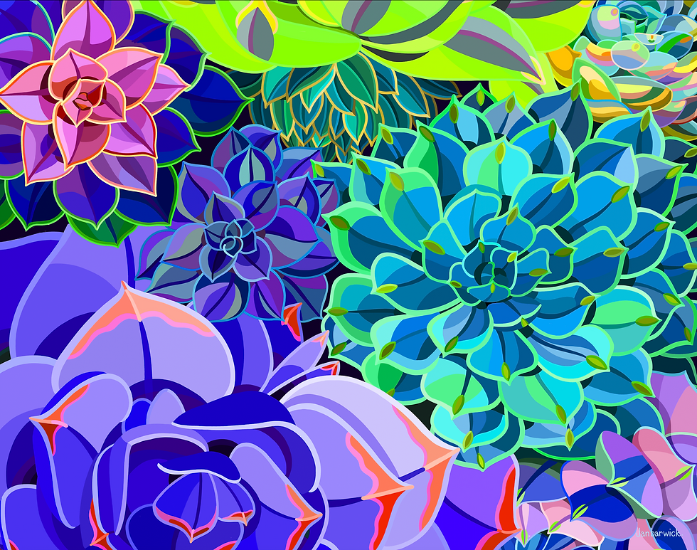 Thumbnail: Summer Succulents XL Sarong Poly Satin