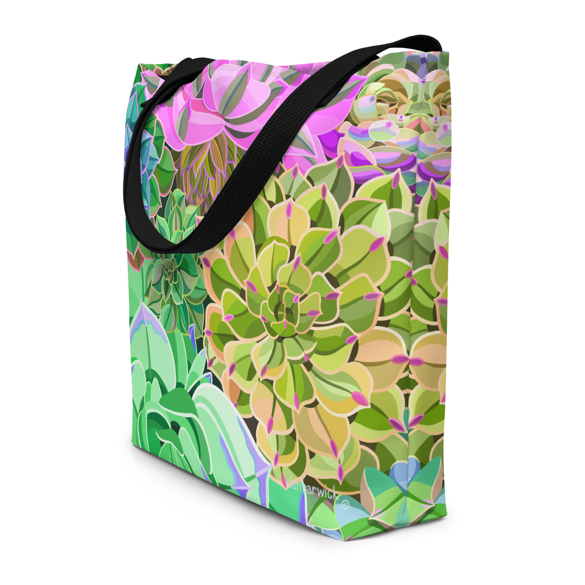 Succulents Spring Tote Bag with Pocket