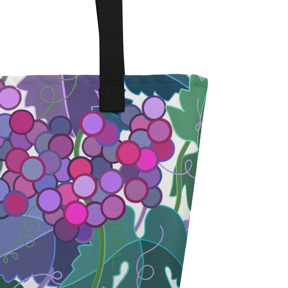 Thumbnail: Grapes Lilacs on White Tote Bag with Pocket
