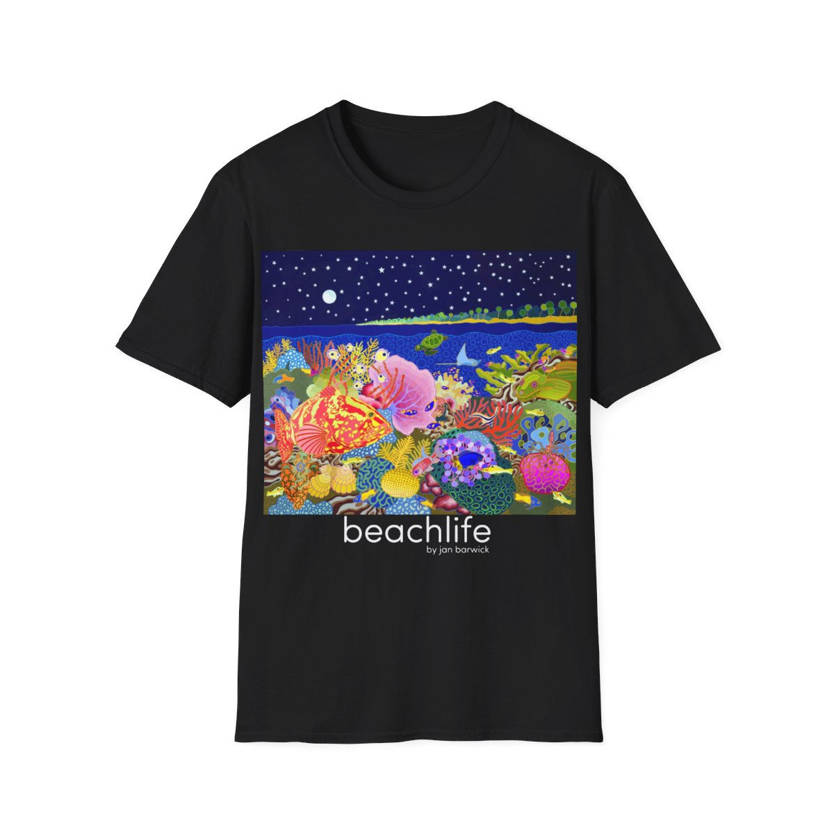 Starry Night on Black Unisex Softstyle T-Shirt
