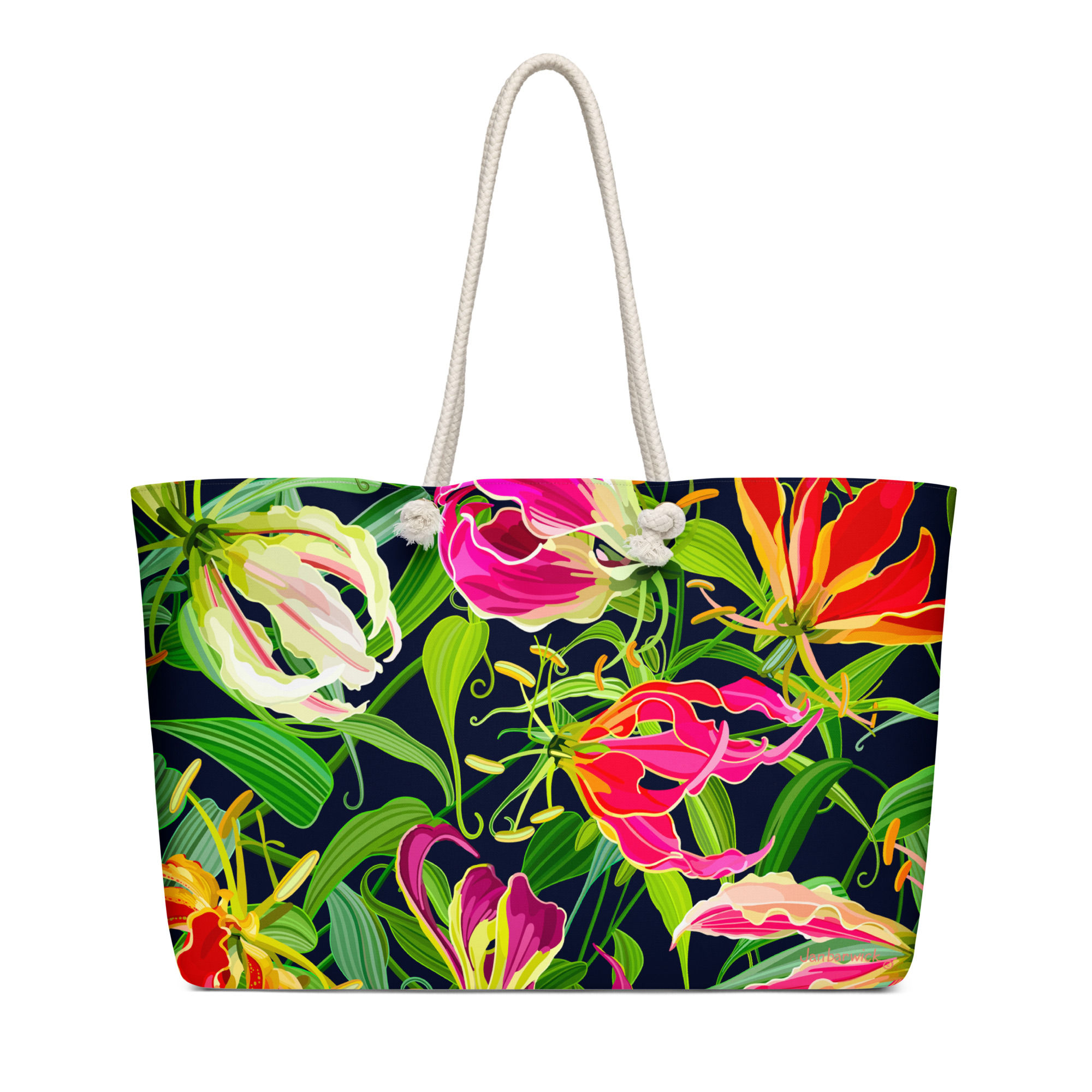 Flame Lilies on Jet Weekender Bag