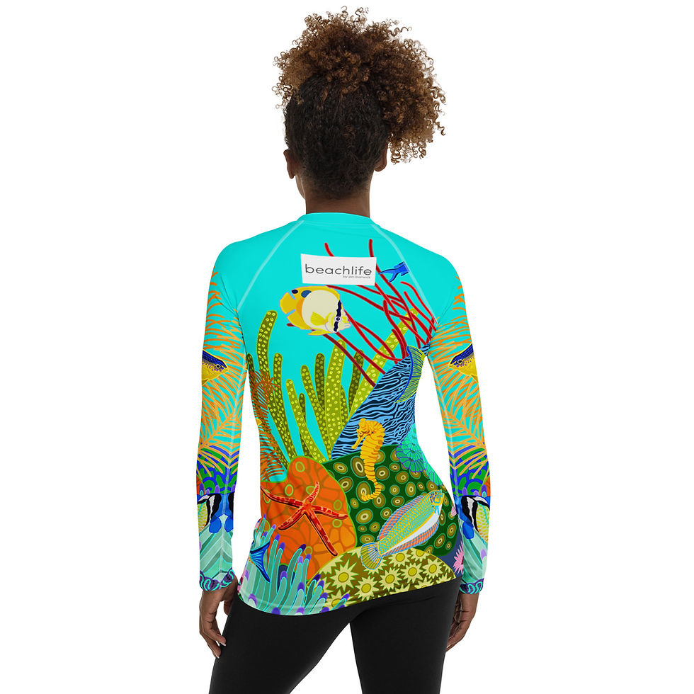 Thumbnail: Beachlife Reef on Sky Women's Rash Guard