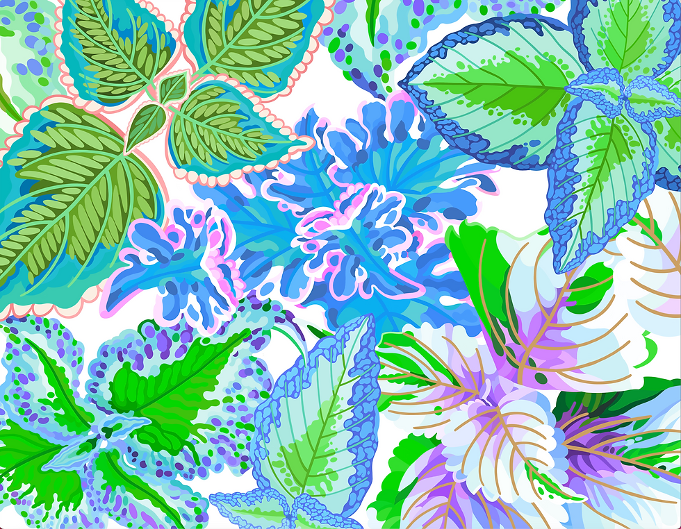 Thumbnail: Summer Coleus on White Poly Satin Wrap