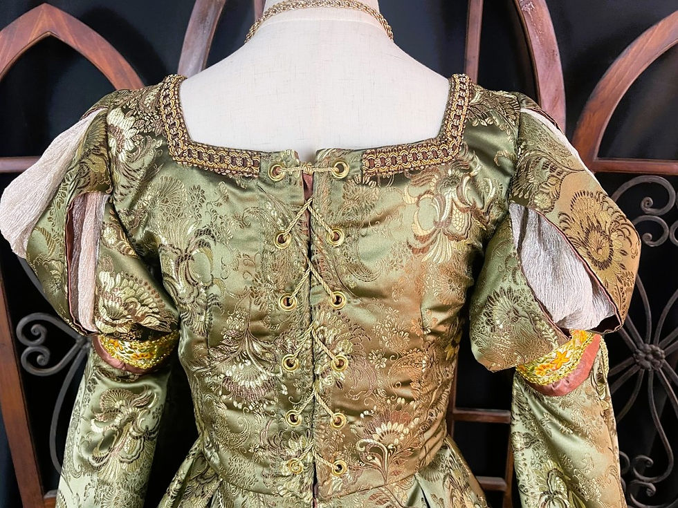 Thumbnail: Womens Renaissance Gown - Sage Green Brocade - Medium/Tall