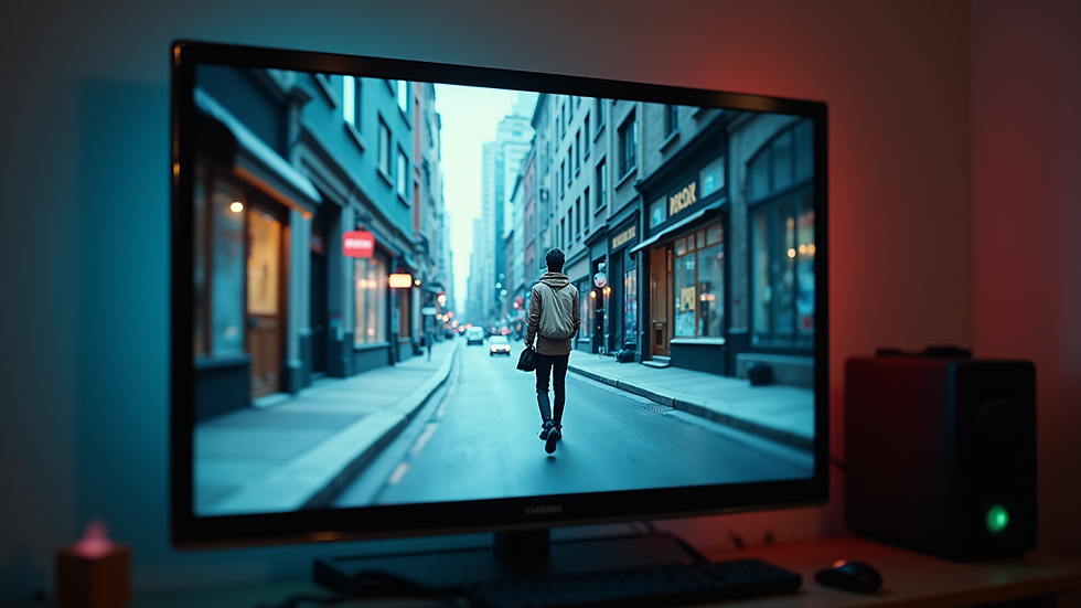 Close-up view of a TV screen showing a documentary about urban art