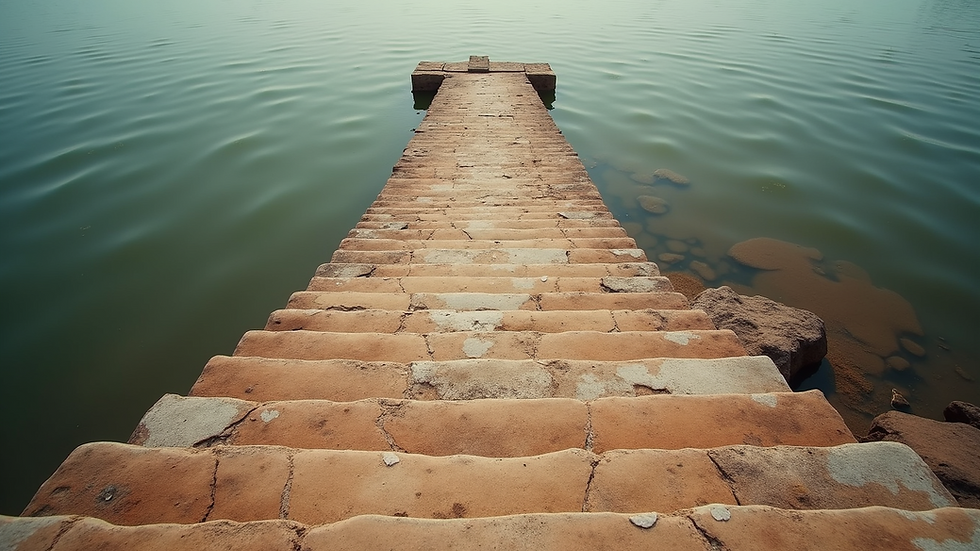 Close-up view of the ancient steps leading to the Ganges River