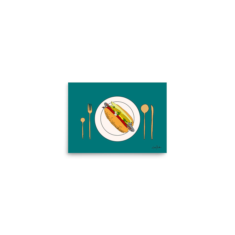 Thumbnail: Bass Clarinet Hot Dog Place Setting Poster