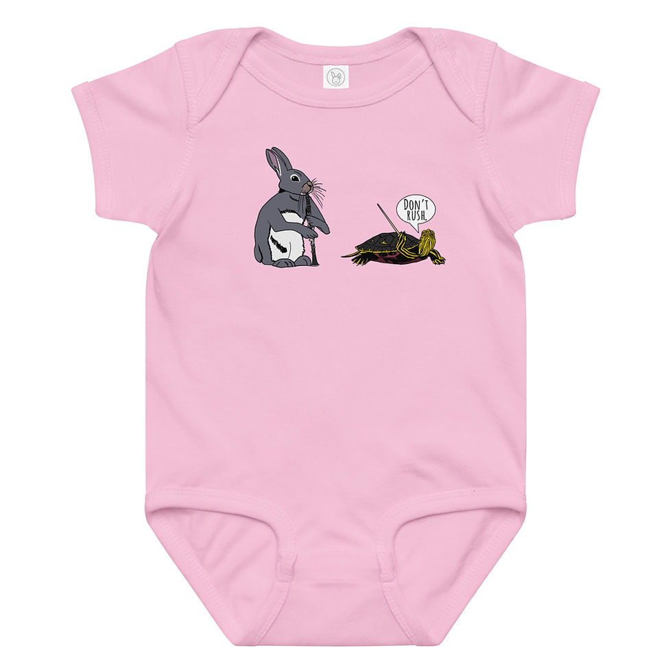 Thumbnail: Don't Rush Turtle and Rabbit Baby jersey bodysuit
