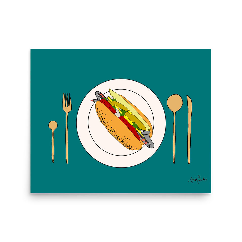 Thumbnail: Bass Clarinet Hot Dog Place Setting Poster