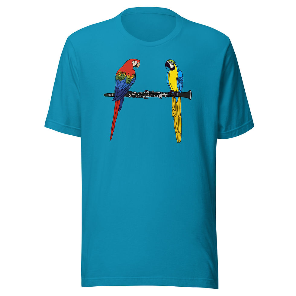 Thumbnail: Macaw Clarinet Perch Unisex t-shirt