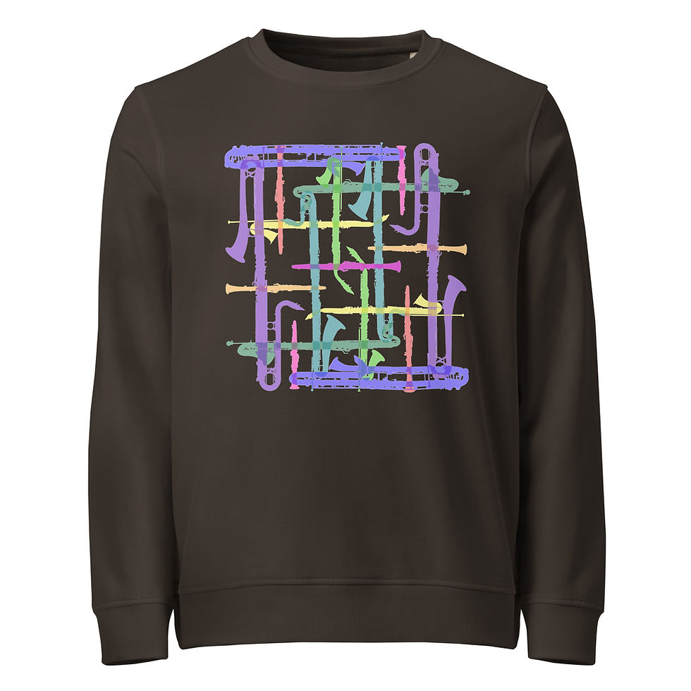 Thumbnail: Clarinet Transparent Collage Unisex organic sweatshirt