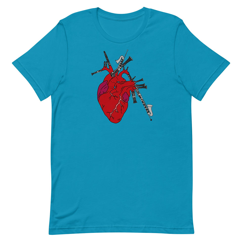 Thumbnail: Clarinet Gothic Heart Unisex t-shirt