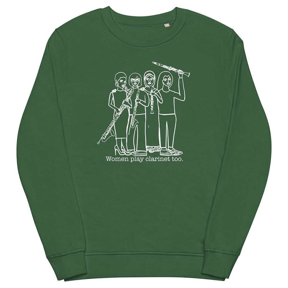 Thumbnail: Women Play Clarinet Too with Slogan Unisex organic sweatshirt