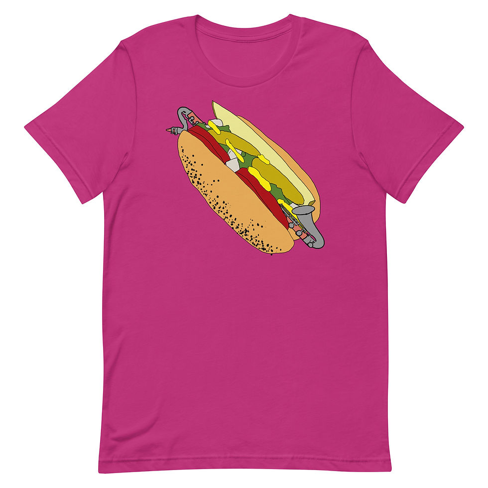 Thumbnail: Chicago Bass Clarinet Hot Dog Unisex t-shirt