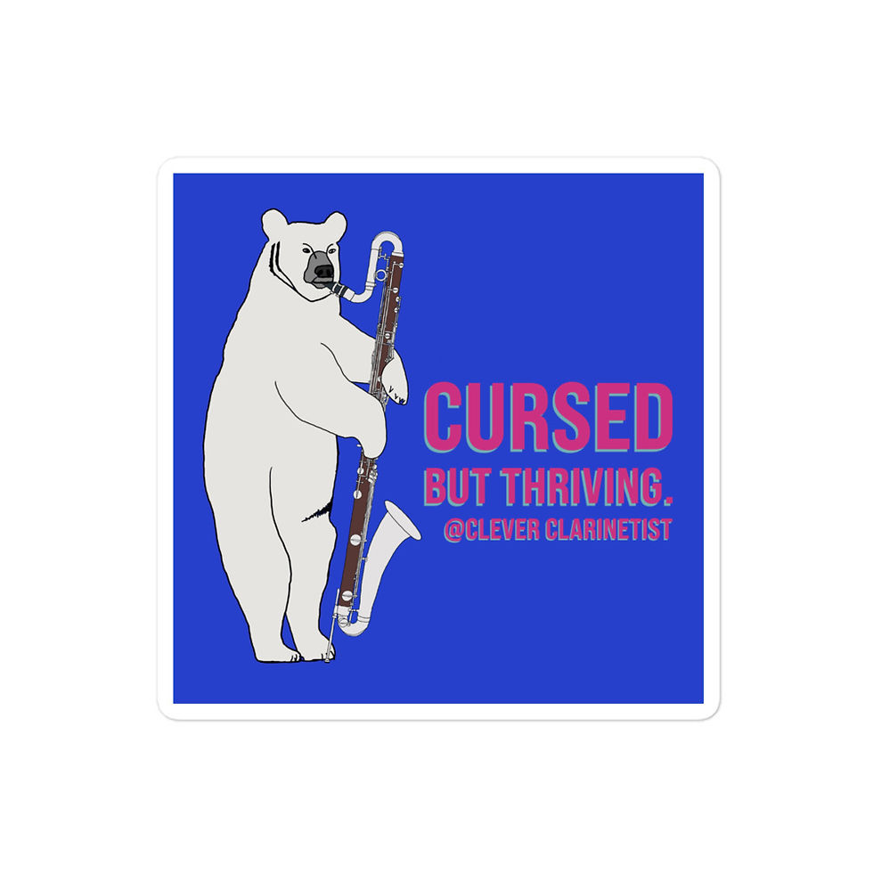 Thumbnail: Polar Bear and Contralto Clarinet Cursed But Thriving Square Stickers