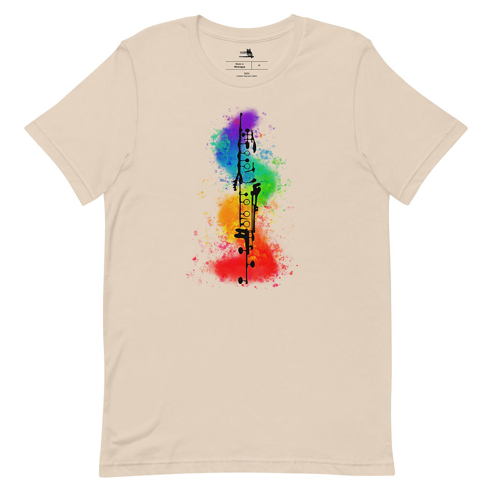Thumbnail: Clarinet Keys with Watercolor Swirl Unisex Favorite Clarinet Techniques T-Shirt