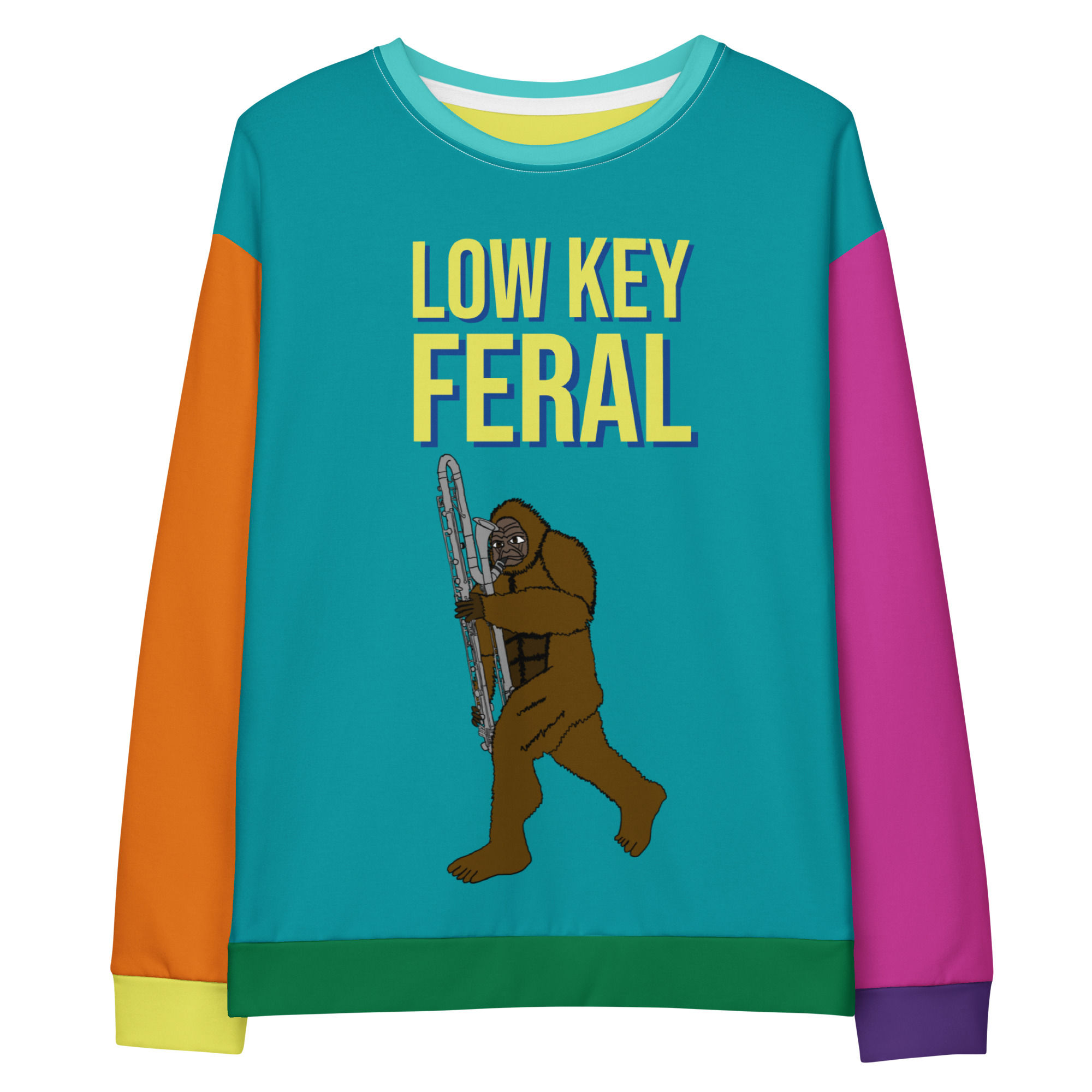 Sasquatch Contrabass Clarinet Low Key Feral Unisex colorblock cotton sweatshirt