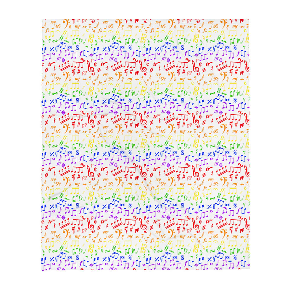 Rainbow Music Notes and Symbols Throw Blanket