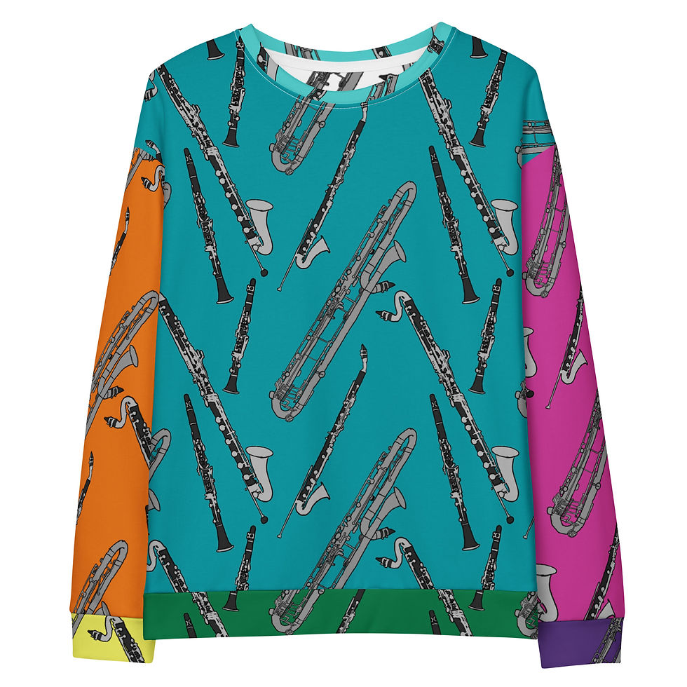 Thumbnail: Clarinet Family Pattern Unisex colorblock cotton sweatshirt