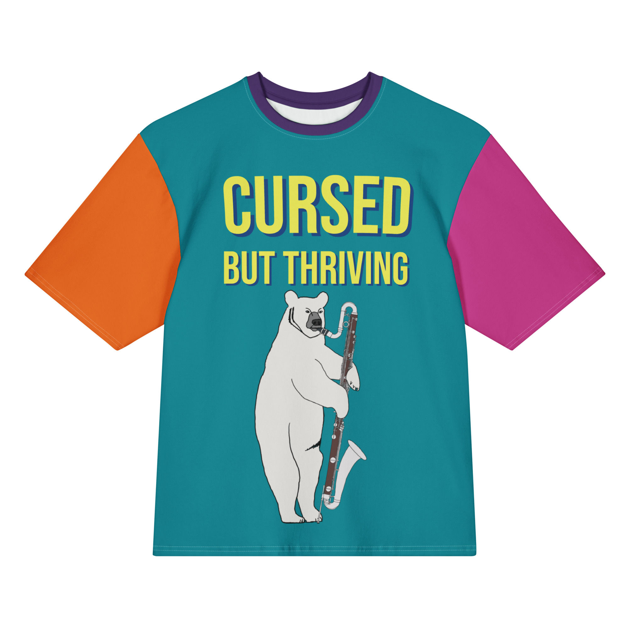 Polar Bear Contralto Clarinet Cursed Oversized colorblock cotton t-shirt