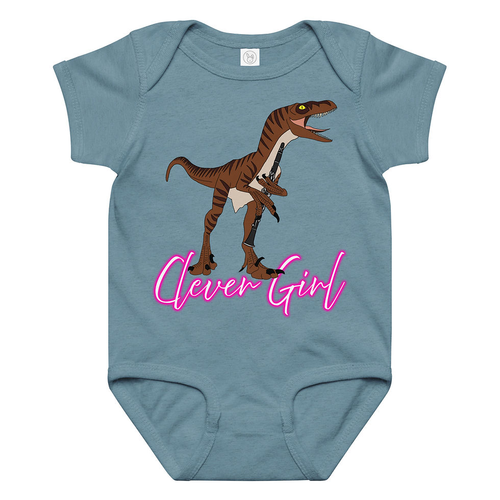 Thumbnail: Clever Girl Velociraptor Baby jersey bodysuit