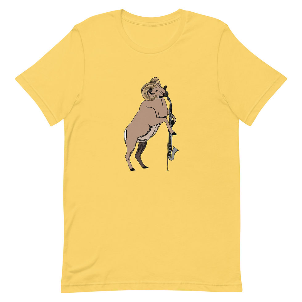 Thumbnail: Aries the Ram Bighorn Sheep and His Basset Horn Unisex t-shirt