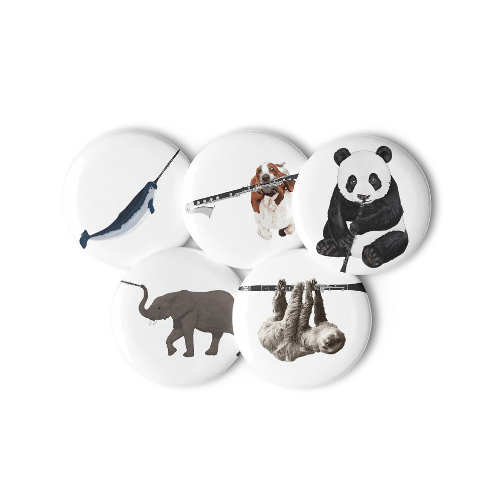 Thumbnail: Set of Clarinet Animal pin buttons