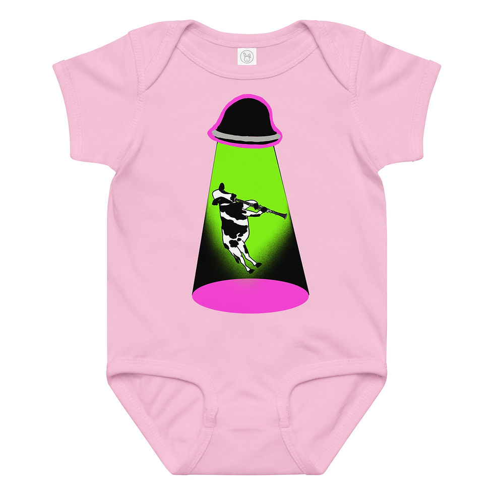 Thumbnail: Clarinet Cow Abduction Baby jersey bodysuit