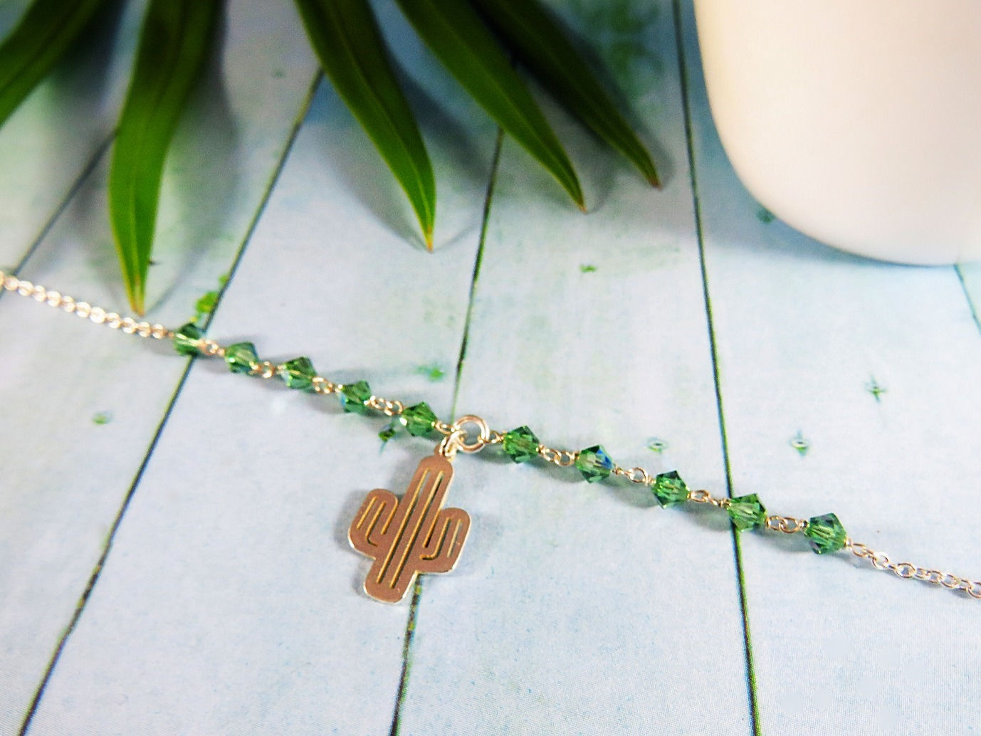 Bracelet cactus, cristal et argent 925