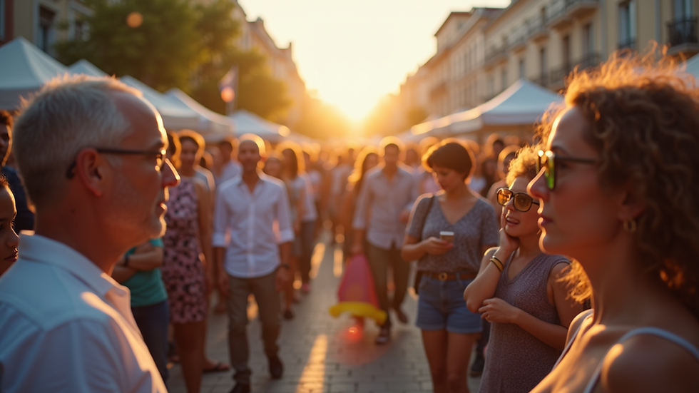 Eye-level view of a vibrant community gathering