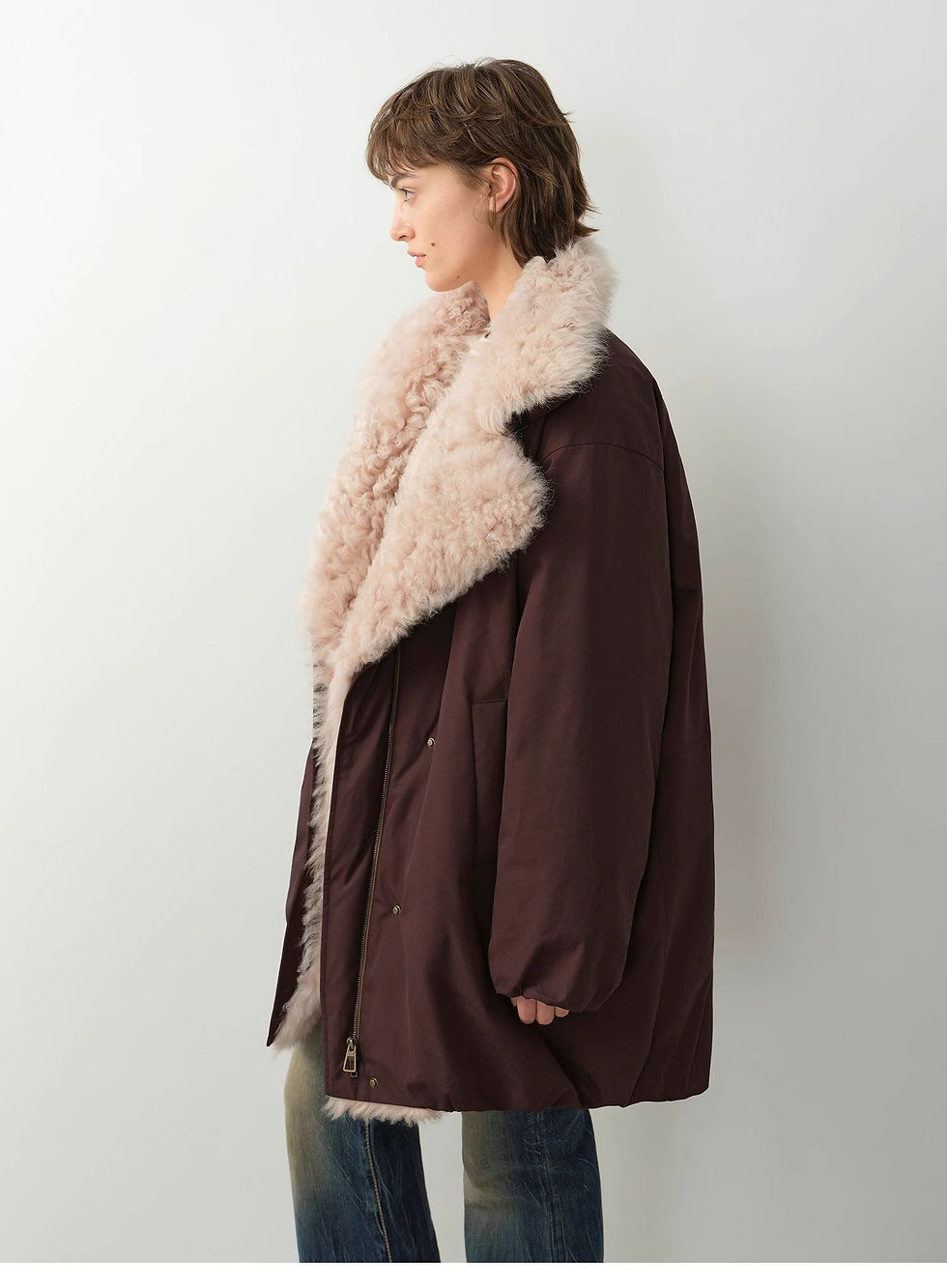Thumbnail: Fireladyfur Women's Winter Goose Down Coat With Tuscan Wool"Modern Introduction"