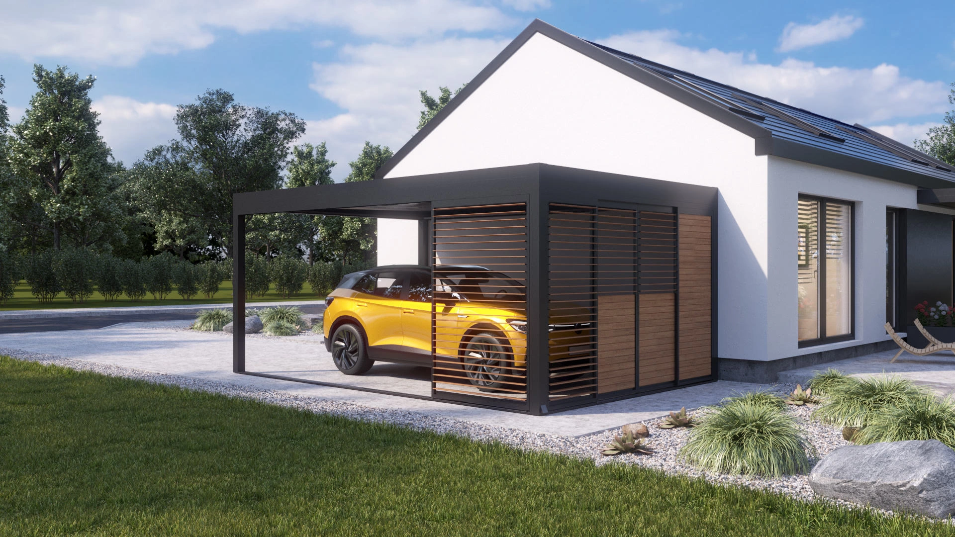 carport przyścienny