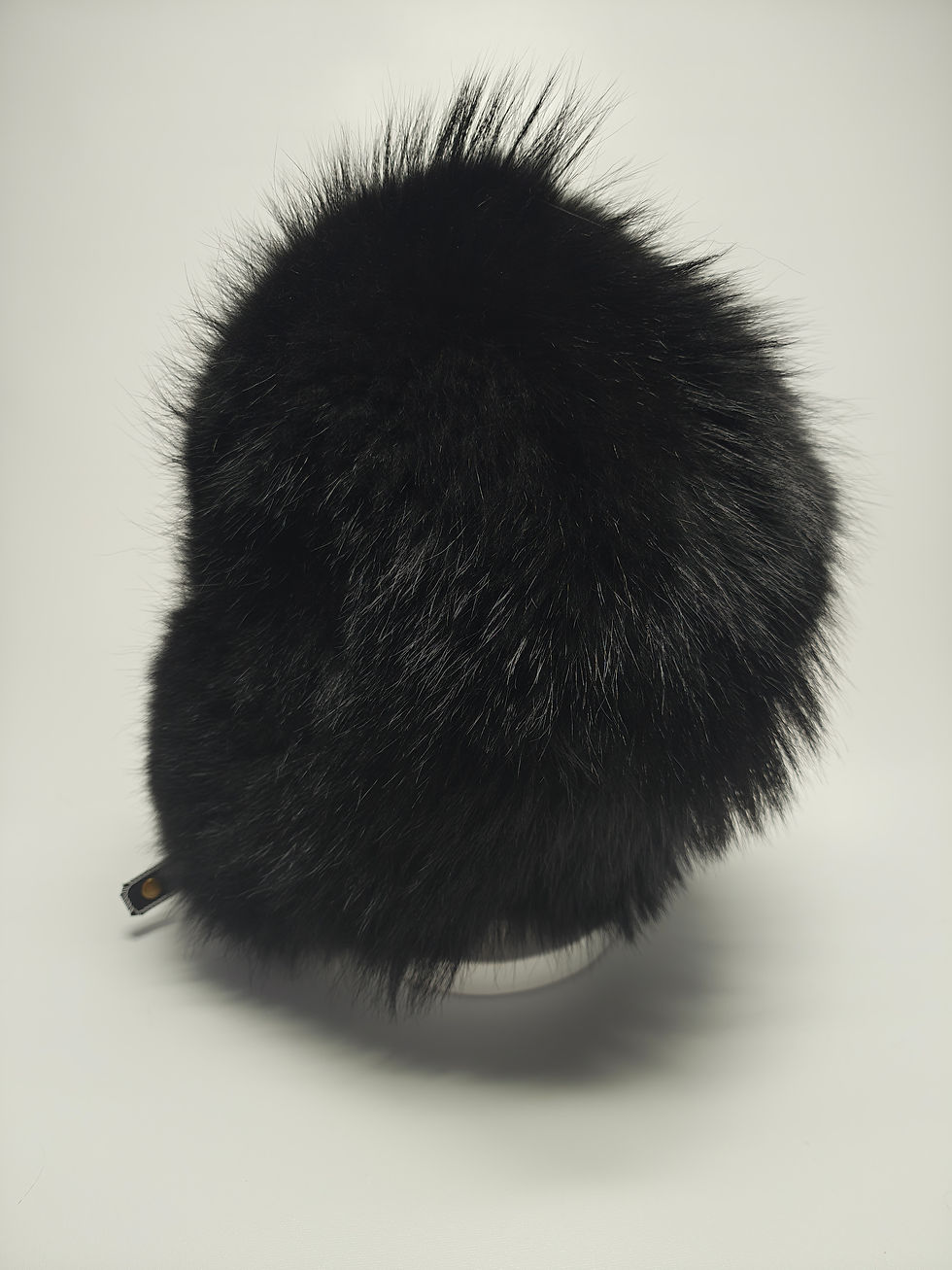 Thumbnail: Black Dyed Coyote Fur Trapper Hat.  Large 