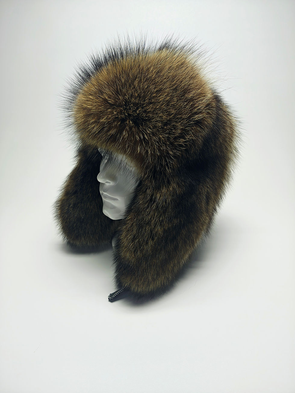 Thumbnail: Silver Tipped Raccoon Trapper Hat.  XL
