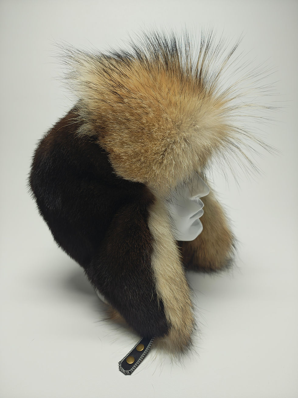 Thumbnail: River Otter and Coyote Trapper Hat.  2XL