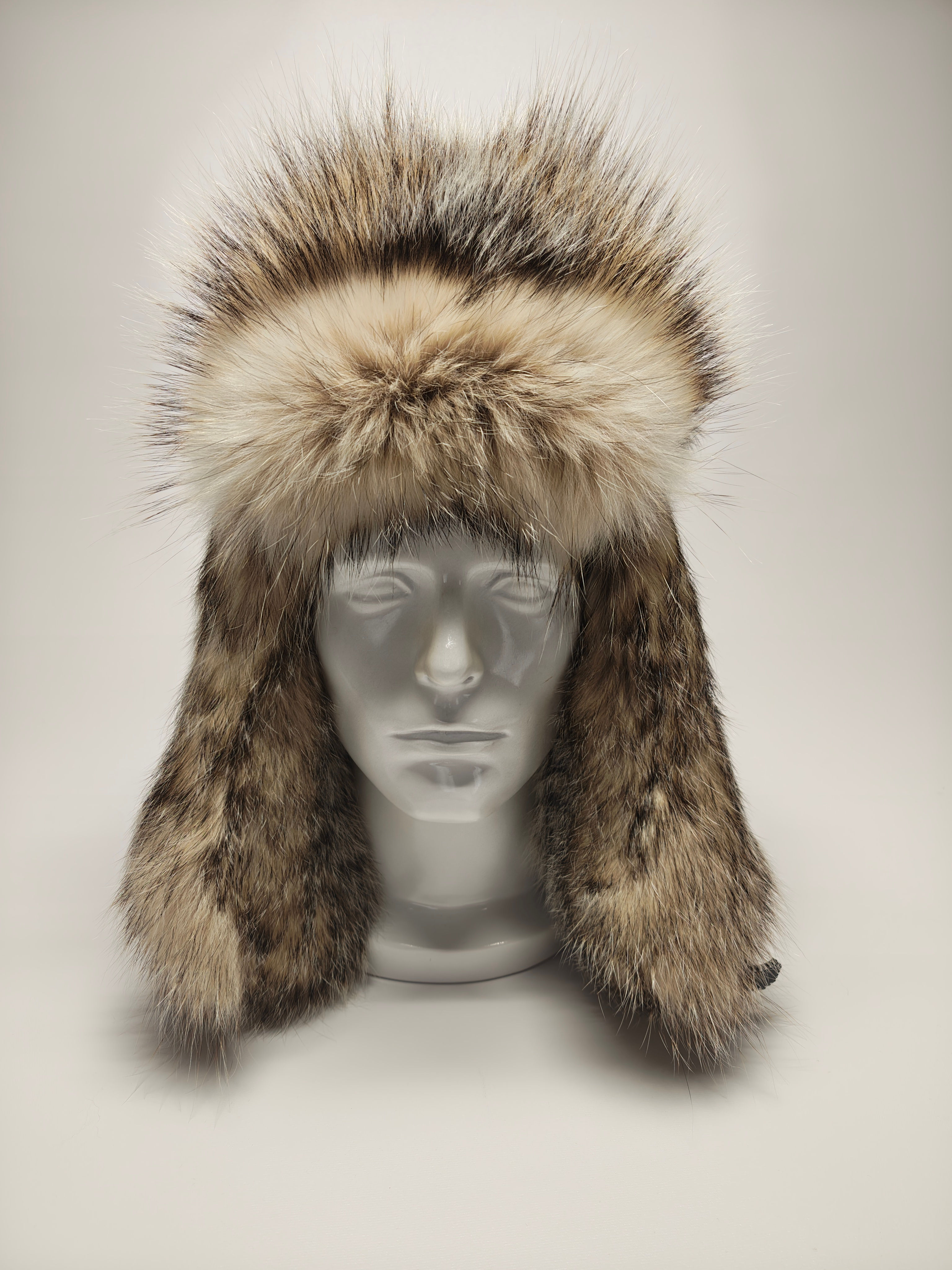 Badger Fur Trapper Hat. Large
