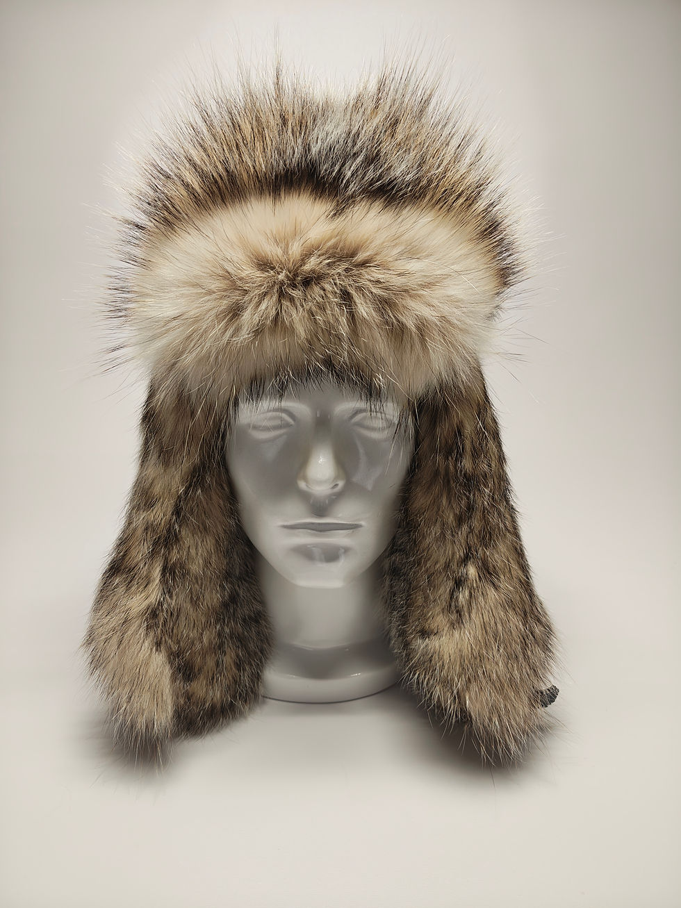 Thumbnail: Badger Fur Trapper Hat.  Large