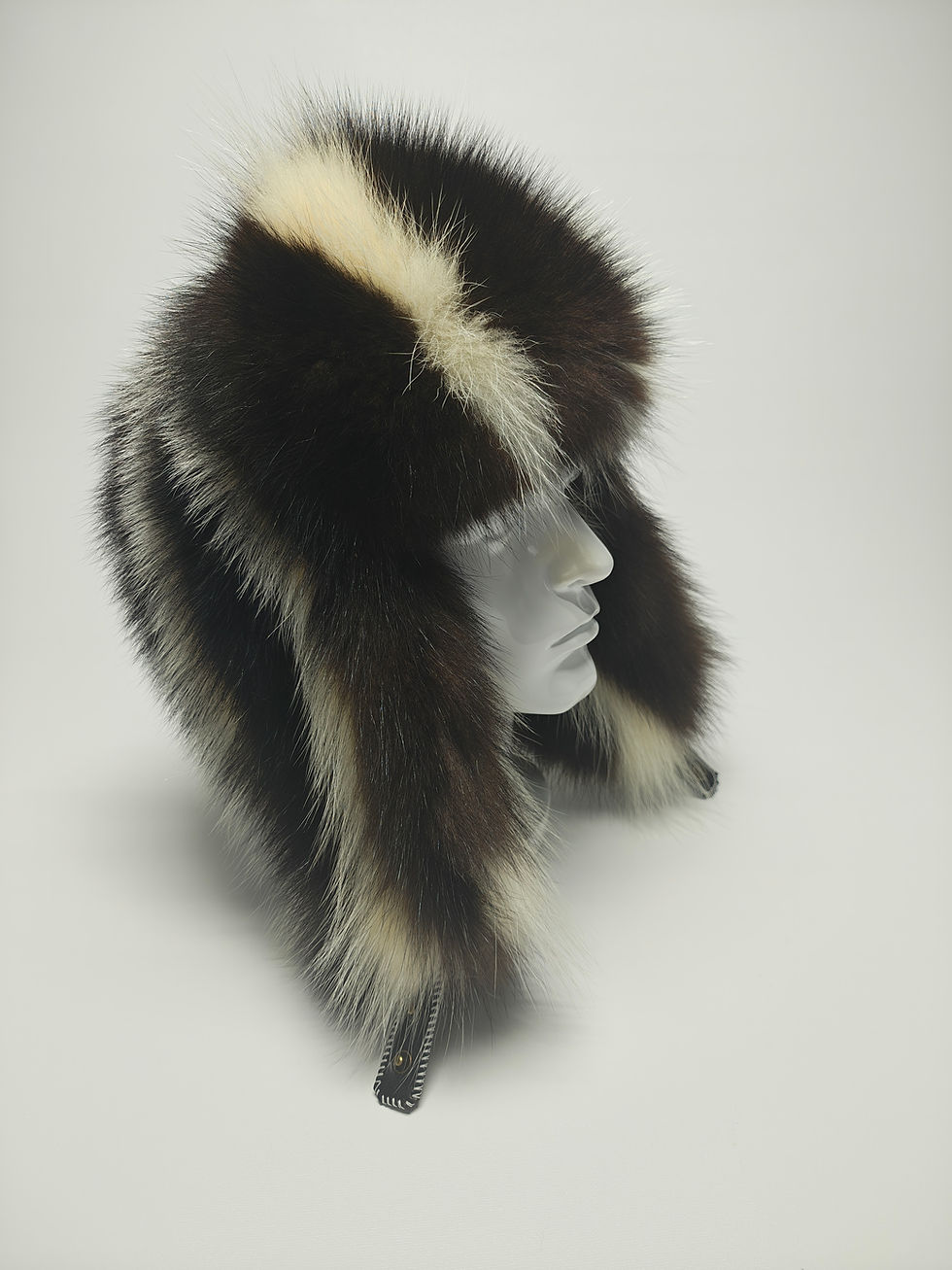 Thumbnail: Skunk Fur Trapper Hat.  Large