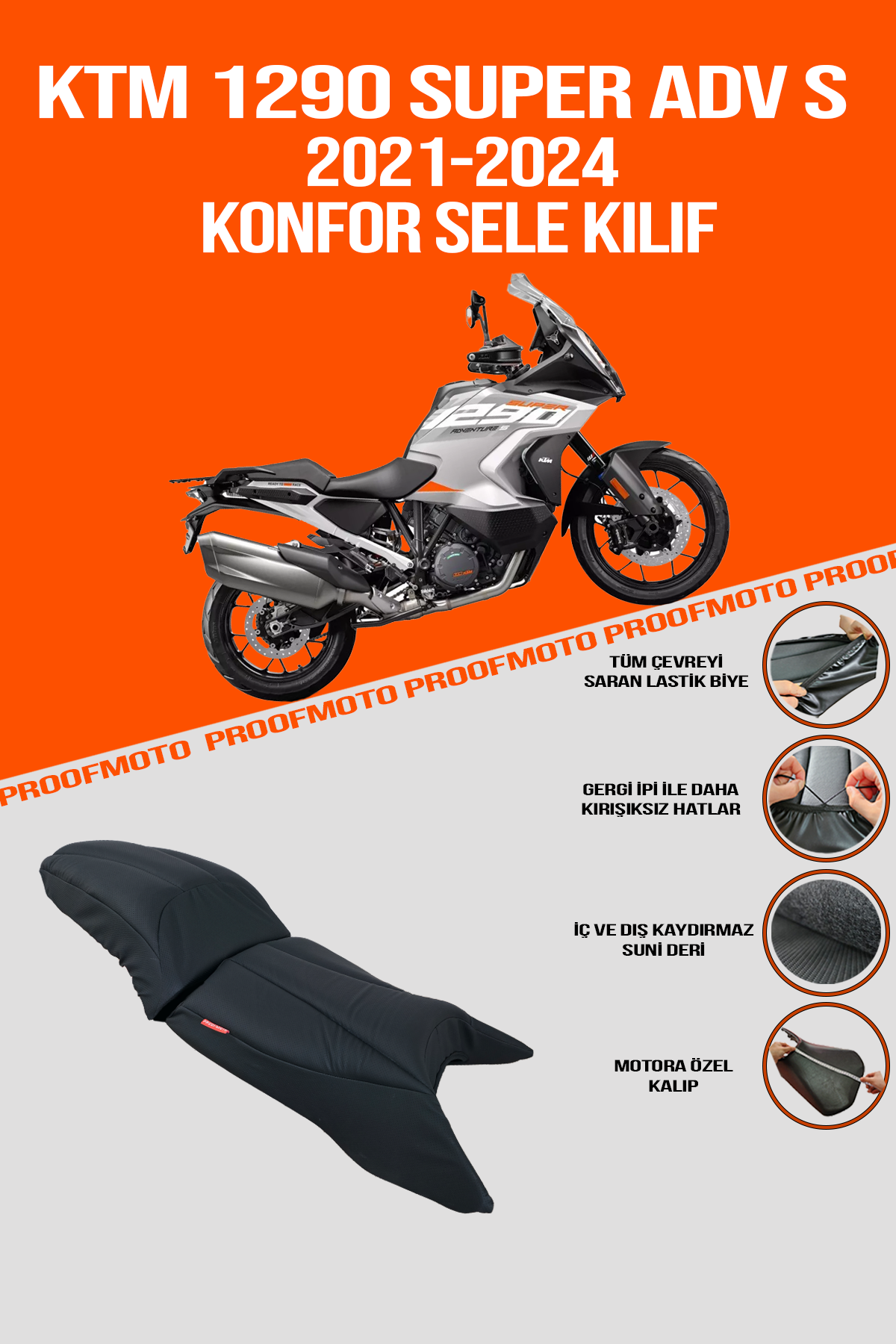 KTM SUPER ADVENTURE 1290 (2021 - 2024) Uyumlu Konfor Sele Kılıfı