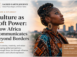 Inspirational quote highlighting Africa’s active role in shaping global narratives and perception