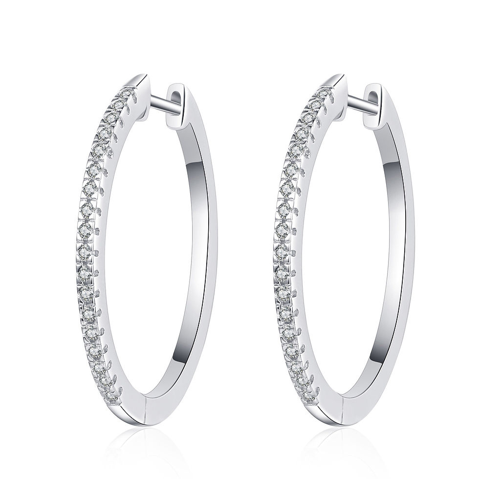 Thumbnail: Talia Hoop Earrings | 0.5ct Lab Grown Diamonds | 14K White Gold | Round Hoops