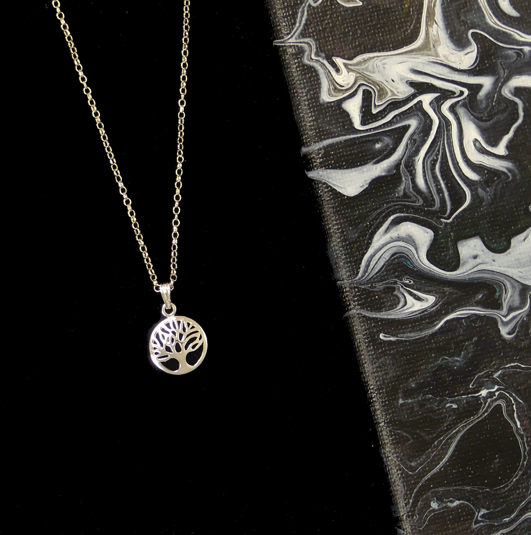 'I Climbed a Tree to See the World' sterling silver necklace